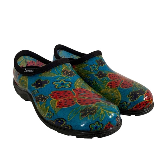 Sloggers “Midsummer Blue” Floral Garden Shoes - Picture 1 of 10